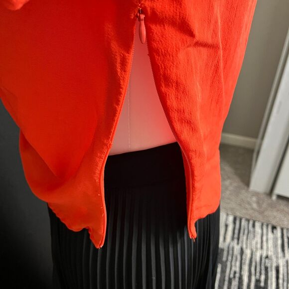 Lush Orange Button Front Ruched Blouse - Size Medium - Picture 3 of 12